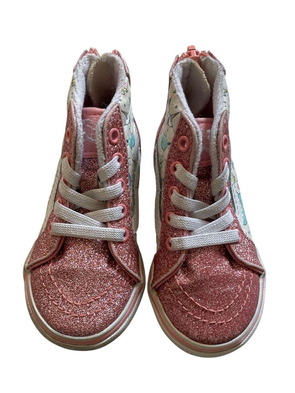Vans Sk8-Hi Zip Sneakers Toddler Size: 5 Glitter Pink with Whale Print - Picture 2 of 4